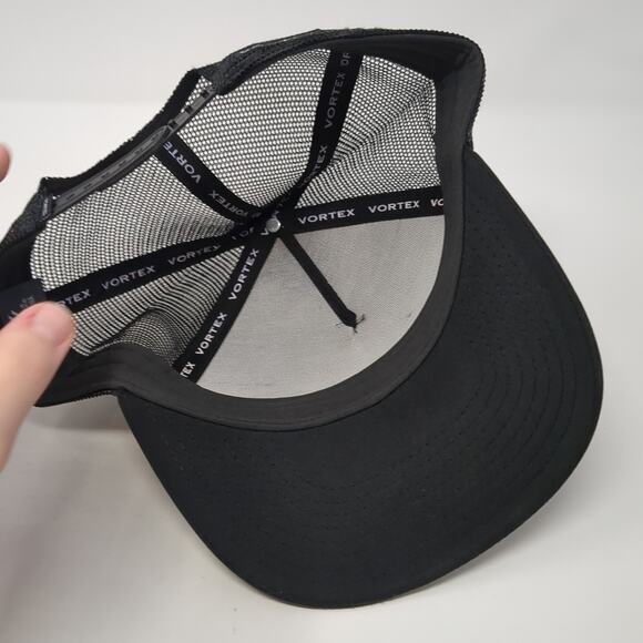 Vortex Snapback Mesh Back Trucker Hat Black One Size Solid Outdoor - Picture 7 of 9